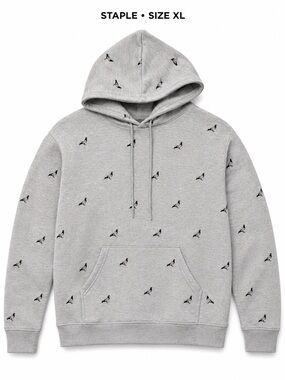 NWT Staple Men's Gray Pigeon Embroidered Hoodie - XL